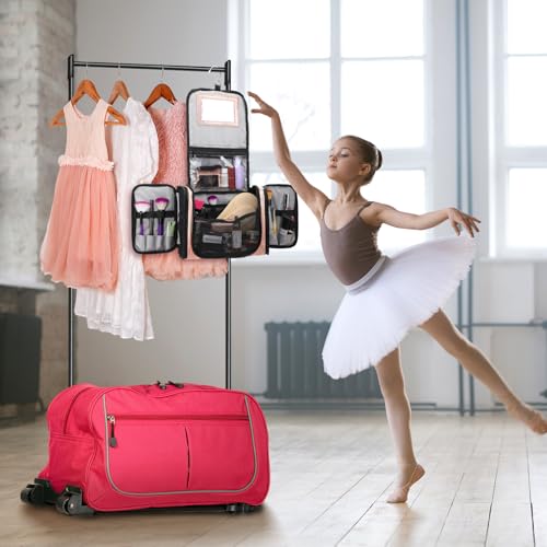 GlikCeil Dance Hanging Makeup Bag with Mirror Travel Toiletry Bag with Hanging Hook Cosmetics Organizer for Women Glitter ...