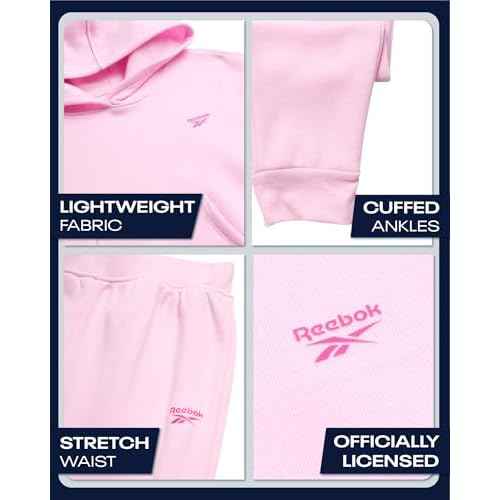 Reebok Girls Sweatsuit Set - 2 Piece Soft Long Sleeve Hoodie Sweatshirt and Sweatpants for Girls - Athletic Sweatsuit, Size 12, Pink
