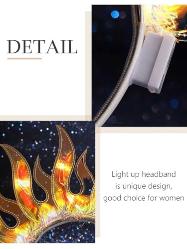 Sixexey Light Up Headband Fire Crown Hair Band LED Flame Headpiece Party Rave Hair Accessories for Women