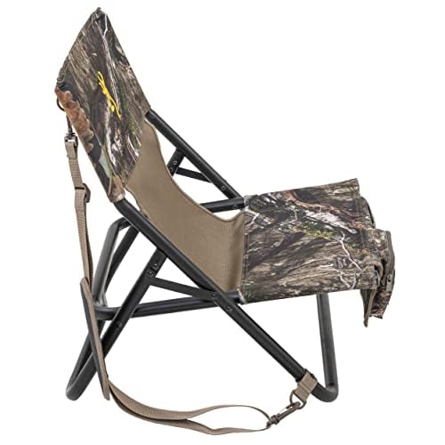 Browning Low-Profile Woodland Hunting Chair with Flat-Folding Design, Durable Steel Frame, Hanging Call Organizer Pocket, and Padded Shoulder Carry Strap