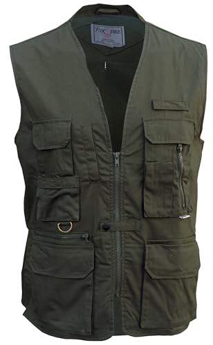 Foxfire Men's Utility Hiking Safari Vest for Travel, Photo, and Outdoor Wear with Pockets, Cotton