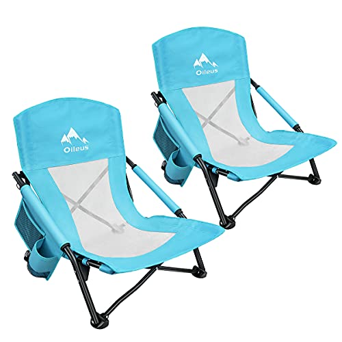 Oileus Low Beach Chair for Beach Tent/Shelter/Camping/Outdoor Ultralight Backpacking Folding Recliner Chairs with Cup Hold...