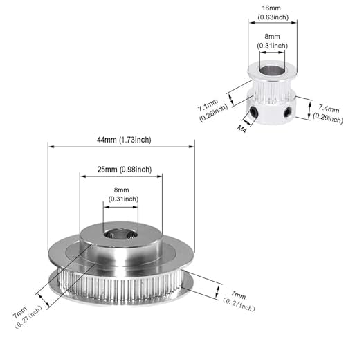 Zeberoxyz 2PCS Set GT2 Synchronous Wheel 20&60 Teeth 8mm Bore Aluminum Timing Pulleys with 2PCS Length 200mm Width 6mm Bel...