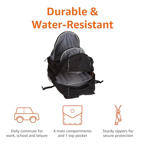Amazon Basics Laptop Backpack Fits Up to 17-Inch Laptops, Black