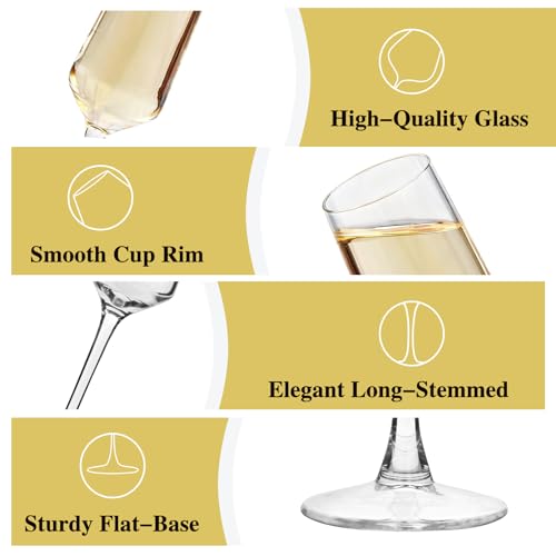 Champagne Flutes 7.5oz, Champagne Glasses Set of 6,Unique Gift for Birthday, Wedding, Anniversary, Wedding Toasting Glasses for Home Bar, Parties