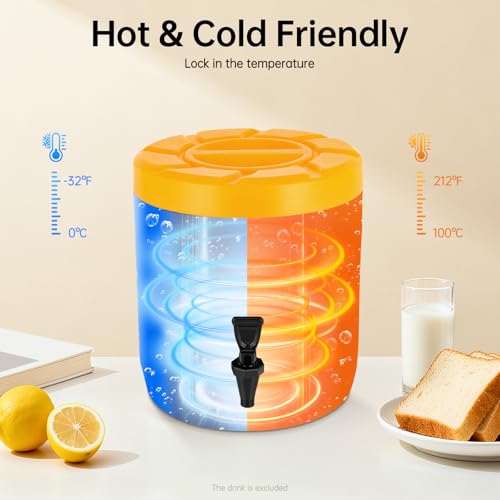 HIFMGHE Insulated Beverage Dispenser, 3 Gallon Ice and Hot Drink Dispenser with Spout, 24-Hour Portable Stainless Steel In...