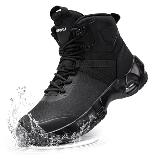 KEFUWU Military Tactical Boots Men Wide Waterproof 6 Inches Lightweight Durable Side-Zip Combat Boots Work Hiking Non Slip...