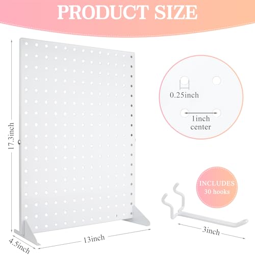 VACONICO 2 Pcs Metal Pegboard Display Stand with 30 Peg board Hooks, Tabletop Pegboard Shelf for Craft Shows & Fairs, Reta...