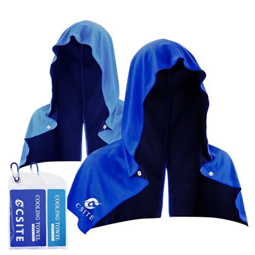 CSITE 2 Pack Cooling Hoodie Towels, Instant Cooling Towels for Neck and Face, UPF 50 Sun Protection, Ice Towel for Hot Wea...