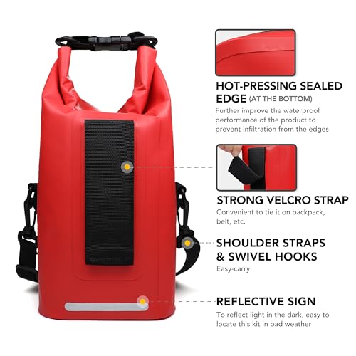 250 PCS Waterproof First Aid Kit, Roll Top Reflective Boat Dry Bag Bug Out Bags, Emergency Medical Kit Ideal for Boating, ...