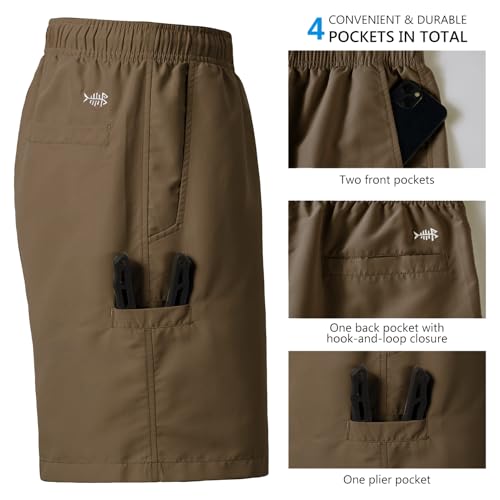 BASSDASH Men's 8''Fishing Water Shorts Quick Dry UPF 50+ Lightweight Cargo Hiking Kayaking Casual Bottom
