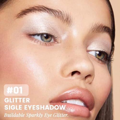 Pearl White Silver Shimmer Glitter Sparkling Monochrome Eyeshadow Palette,Metallic Single Eye Shadow for Older Women,Long ...