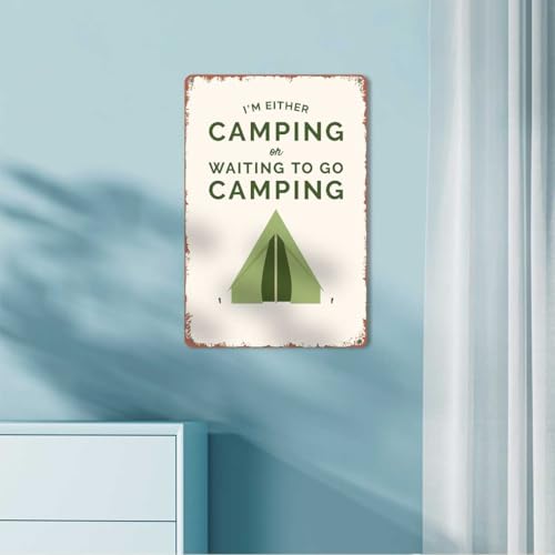 Retro Metal Sign Camping Lifestyle "Happy Camp",Text Art Poster Home Wall Decor, For Bedroom, Living Room, Bar, Restaurant...