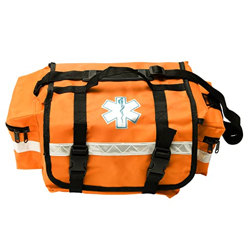 NOVAMEDIC Professional Empty Orange First Responder Bag, 17" x 9" x 7", EMT Trauma First Aid Carrier for Paramedics and Em...