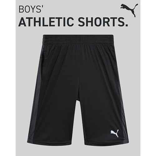 PUMA Boys Athletic Shorts - Quick Dry Breathable Interlock Performance Boys Basketball Shorts with Pockets (Sizes: 4-20)
