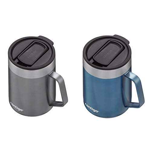 Contigo Streeterville Stainless Steel Travel Mug with Splash-Proof Lid Sake;Blue Corn 14 Ounces 2-Pack