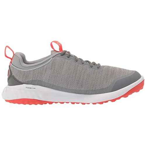PUMA Men's Fusion Pro Extra Wide Golf Shoe, Quarry Silver-Red Blast, 12