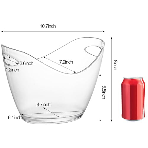 Yesland Ice Bucket, Clear Acrylic 3.5 Liter Storage Tub, Beer Bucket Beverage Chiller Bin for 2 Wine, Champagne Bottles, B...