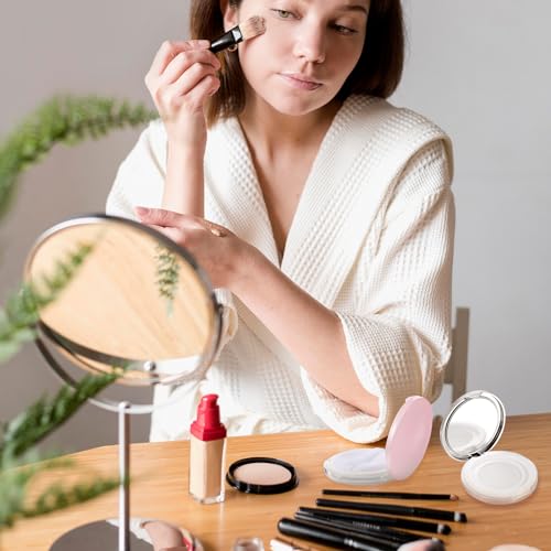 2Pcs Loose Powder Container with Puff 0.17 oz Refillable Empty Powder Compact with Mirror, Portable Empty Makeup Powder Co...