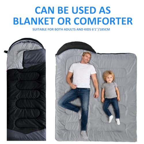 oaskys Camping Sleeping Bag - 3 Season Warm & Cool Weather - Summer Spring Fall Lightweight Waterproof for Adults Kids - C...