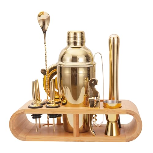 JNWINOG 12Pcs-Cocktail Shaker Set Stainless Steel Bartending Kit 18.6oz Cocktail Bar Set Cocktail Mix Drink Making Kit Pro...