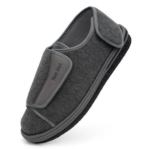 TemHot Diabetic Shoes for Men Women, Extra Wide Slippers for Swollen Feet, Wide Toe Box Adjustable Walking Shoes for Elder...