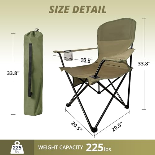 SAILARY 2PCS Folding Outdoor Beach Camp Chair with Cup Holder, Storage Pocket, Waterproof Bag Outdoor Arm Chair, Supports ...