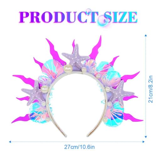 DRESBE Light Up Starfish Halo Headband LED Mermaid Shell Ocean Cosplay Headbands Sea Glow Party Hair Accessories for Women...