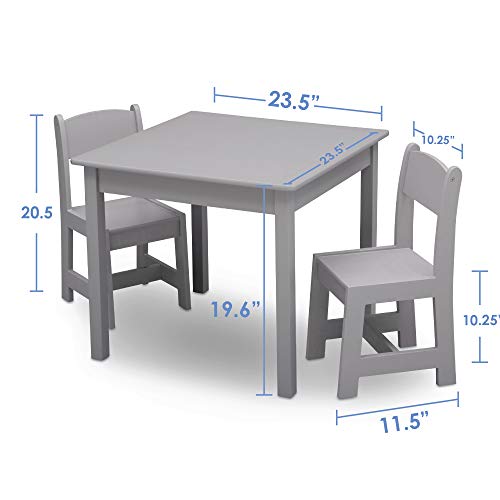 Delta Children MySize Kids Wood Table and Chair Set (2 Chairs Included) - Ideal for Arts & Crafts, Snack Time & More - Gre...