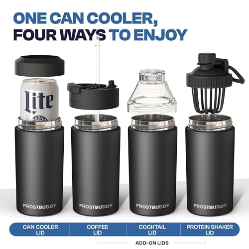 Frost Buddy Universal Buddy Can Cooler - Fits All - For Regular 12 & 16 oz or Slim-Size Bottles - Insulated Double -Walled...