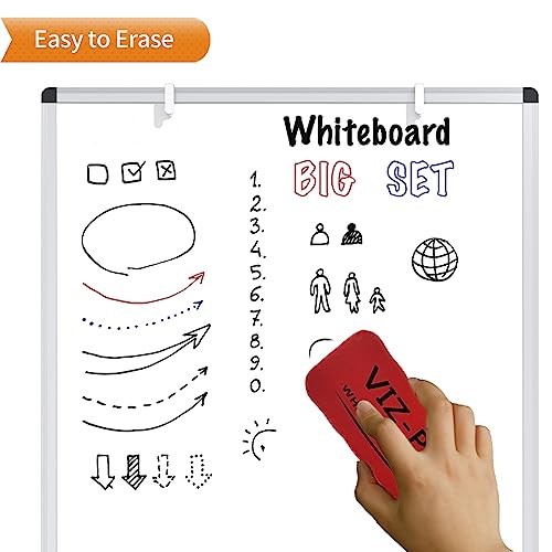 VIZ-PRO Magnetic Portable Easel Dry Erase Board, Flipchart Easel Stand Tripod Whiteboard, 24"W x 36"L