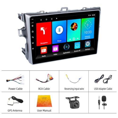 Car Stereo for Toyota Corolla 2007-2012 with Wireless Apple Carplay and Android Auto,9 Inch Touch Screen Car Radio with 4K...