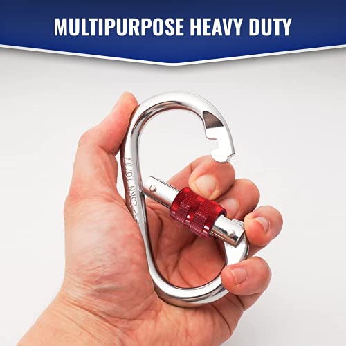 XTEK Climbing Carabiner Clip – UIAA Certified 25 kN 5620 LB, Large Heavy Duty Carabiners for Climbing: Oval-Shape, Screw L...