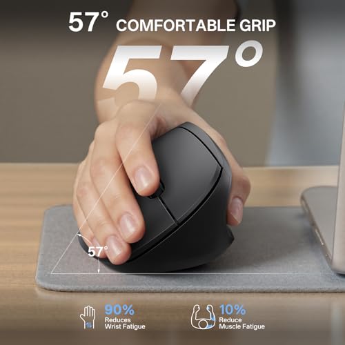 Philips Ergonomic Mouse - Vertical Mouse with 800/1200/1600 Adjustable DPI, 6 Silent Buttons Design for S/M Hands, Auto Po...
