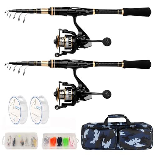 mouhike Carbon Fiber Telescopic Fishing Rod Reel Combo Lightweight Collapsible Spinning Pole Reel Kit Fishing Gear Set Por...