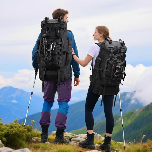 LibSkyln 70L Camping Hiking Backpack with Rain Cover, Waterproof Molle Rucksack for Men, Backpacking Backpack for Trekking...