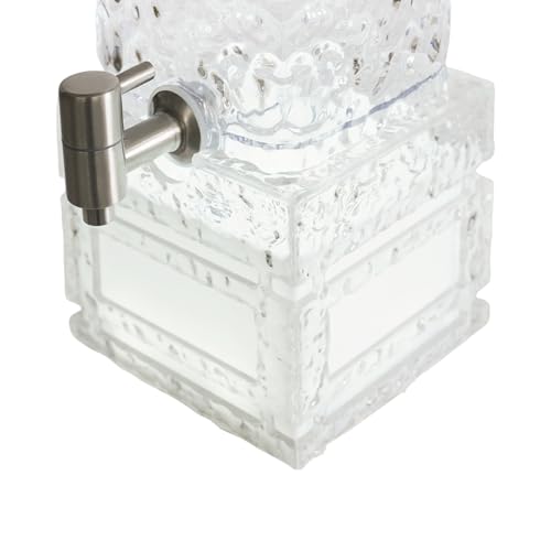 Drink Fountain for Parties, 3L/0.79Gal Square Beverage Containers with LED Lighting Stand & Faucet & Exquisite Pattern for...
