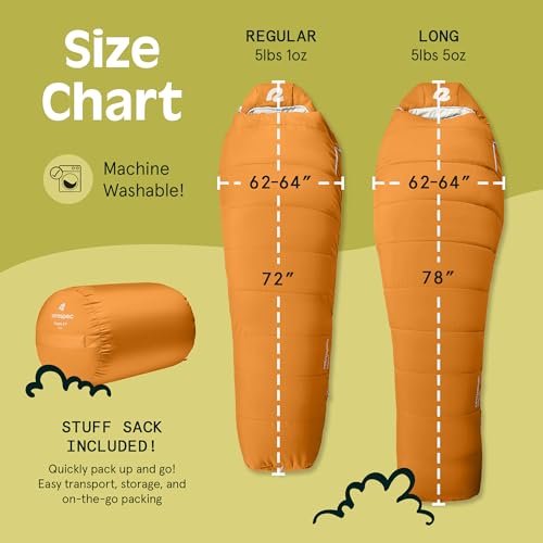 Retrospec Dream Mummy Sleeping Bag - 5, 15, & 30°F Cold Weather Camping & Travel Essential Gear with Water - Resistant She...