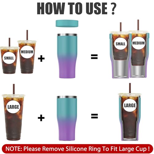 Universal Iced Coffee Sleeve - Insulated Double Wall Reusable Stainless Steel Holder Sleeves Insulator for Cold Drinks Fit...