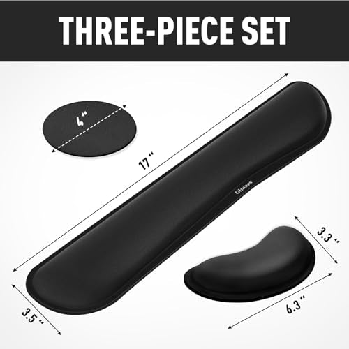 Gimars Upgrade Enlarge Silky and Superfine Fabric Gel Memory Foam Keyboard Wrist Rest Set, Ergonomic Keyboard Mouse Wrist ...