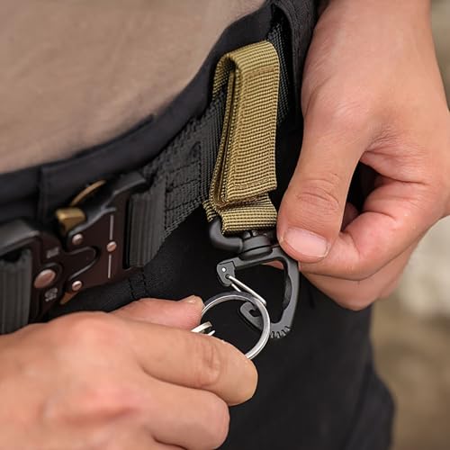 Tactical Key Ring Chain D-Ring Snap Clip Carabiners Keychain Keeper Buckle Hanging Hooks Holder Gear Light Weight