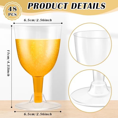 Vyndicca 48 PCS Disposable Plastic Wine Glasses,Clear Stackable Plastic Goblets,Hard Party Wine Cups with Stem for Wedding...