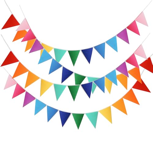 Alainzeo 48pcs Rainbow Pennant Banner, Triangle Bunting Flag Banners for Birthday Party Decoration, Baby Shower, Classroom...
