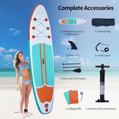 XHYCPY Inflatable Paddle Boards Stand Up Paddleboard Wide Stable with Premium SUP Paddle Board Accessories for All Skill L...