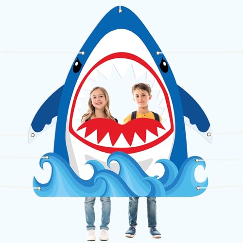 Shark Party Decorations Photography Backdrop Blue Shark Photo Booth for Boys Girls Under The Sea Theme Party Background Ba...