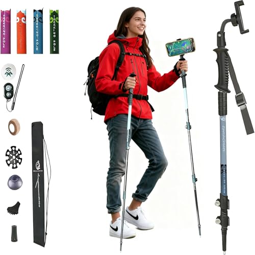 EpochCreate Trekking Pole as Selfie Stick-Hiking Sticks for All Terrain for Women&Men with Detachable Phone & GoPro Mount,...