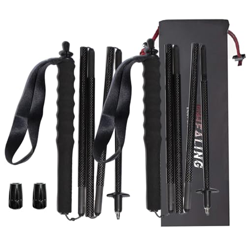 2pc High Strength 5-Section Foldable Carbon Fiber Trekking Poles - 115g/125g/130g, Compact Hiking Staff for Men & Women, I...