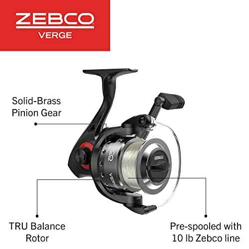 Zebco Verge Spinning Reel and Fishing Rod Combo, Changeable Right- or Left-Hand Retrieve, Pre-Spooled with Zebco Fishing Line