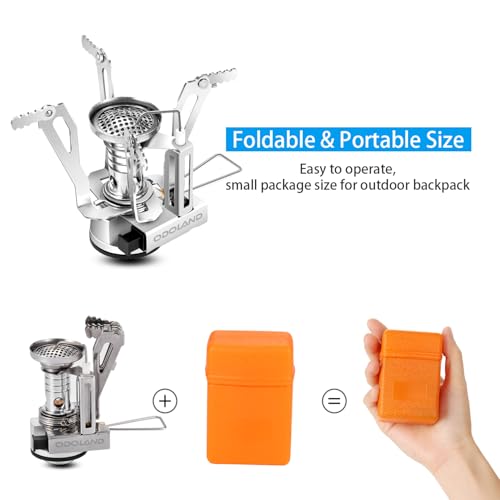 Odoland 6pcs Camping Cookware Mess Kit with Lightweight Pot, Stove, Spork and Carry Mesh Bag, Great for Backpacking Outdoo...