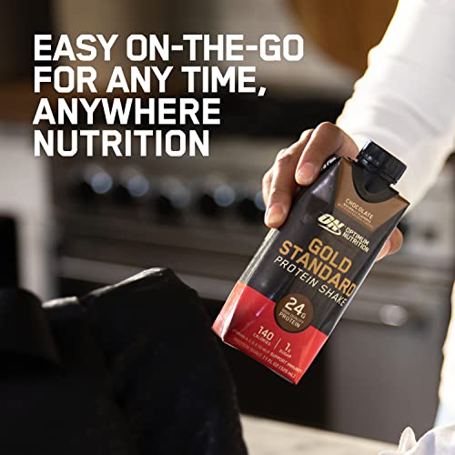 Optimum Nutrition Gold Standard Protein Shake, 24g Protein, Ready to Drink Protein Drinks, Chocolate, 11 Fl Oz, 12 Count (...